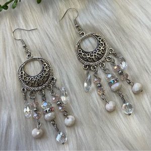 Faceted clear rhinestones chandelier earrings